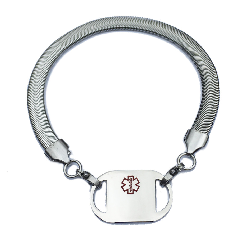 Ladies Chevron Style Stainless Steel Medical Alert Bracelet and 1″ x 5/ Stainless Steel Medical Alert Bracelets