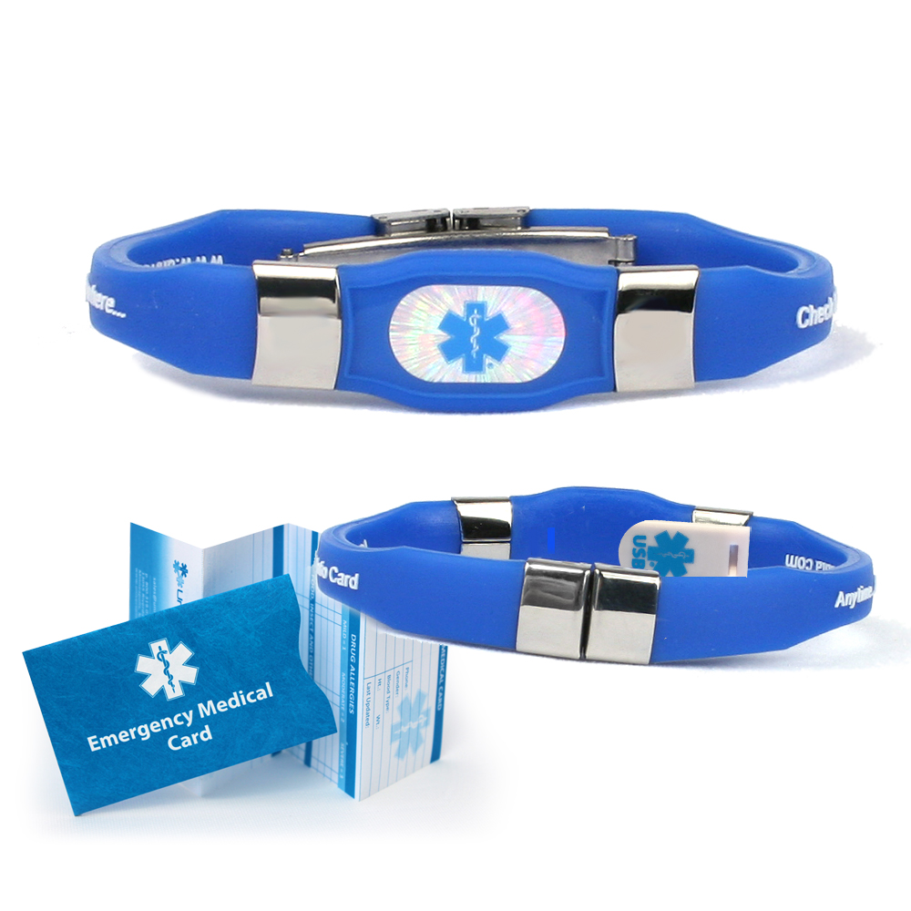 Blue Hologram Usb Medical Alert Bracelet 5364