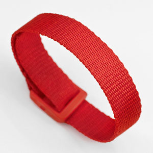 Red Strap Polyester and Nylon Wrist Band.