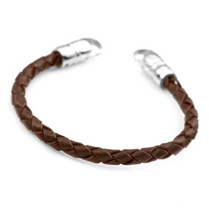 Dark Brown Braided Leather Bolo Medical ID Bracelet