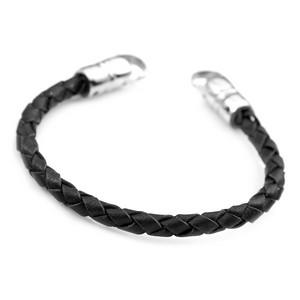 Black Braided Leather Bolo Medical ID Bracelet