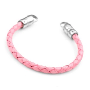 Pink Braided Leather Bolo Medical ID Bracelet