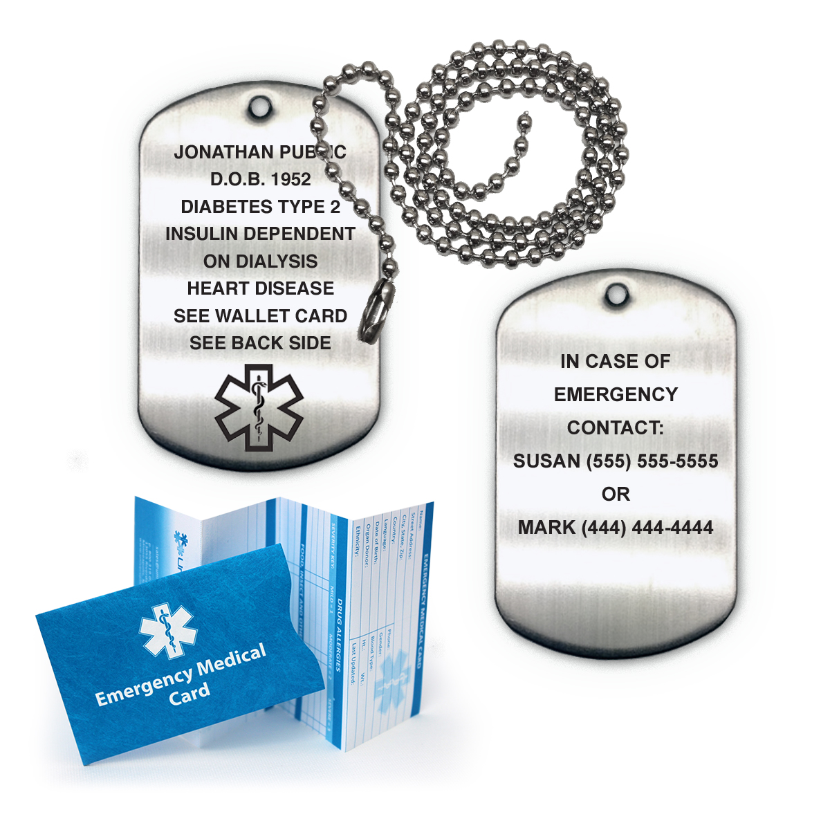 Stainless Steel Medical Alert Dog Tag. Incl. Custom Engraving and Chain ...