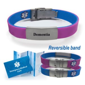 Pre-engraved DEMENTIA Tan Leather Medical Alert Bracelet