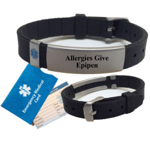 Pre-engraved Advisor Slim ALLERGIES GIVE EPIPEN Medical Alert Bracelet