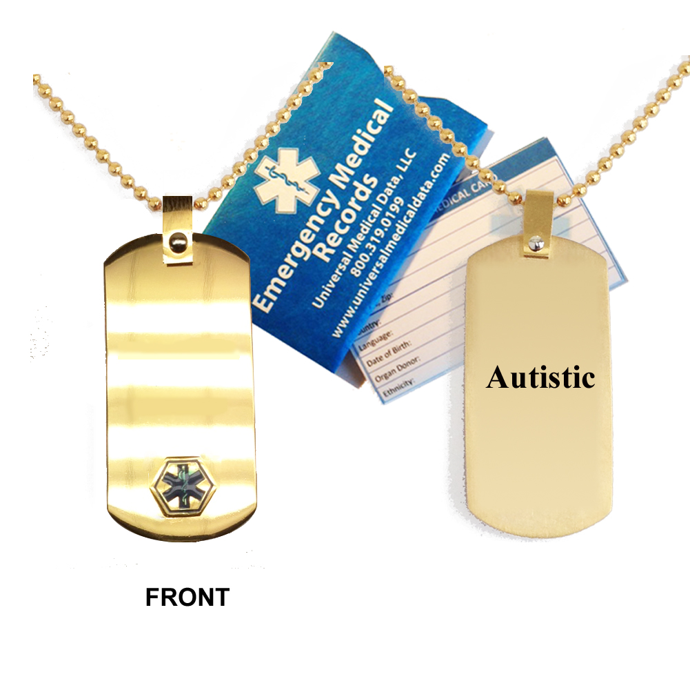AUTISTIC Anodized Titanium Medical Alert Dog Tag