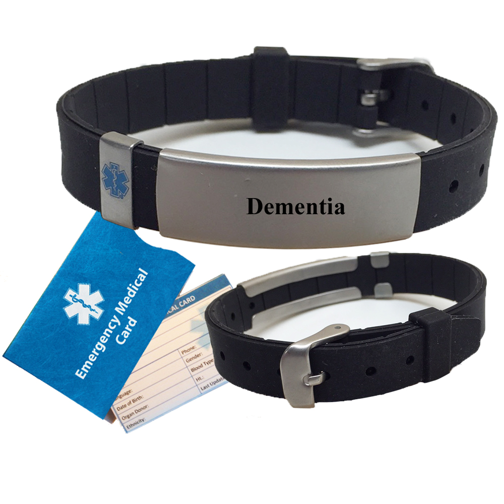 Pre Engraved Advisor Slim Dementia Medical Alert Bracelet Universal Medical Data 7713