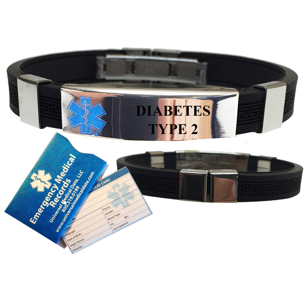 DIABETES TYPE 2 Designer Medical Alert Bracelet