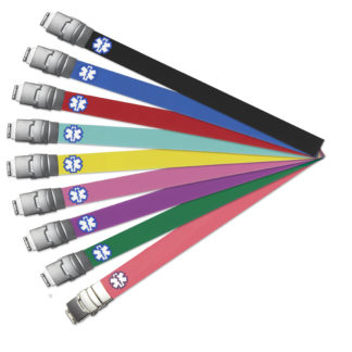 Sport Medical Alert Bracelet Replacement Band and Locking Clasp. Choose From a Variety of Colors!