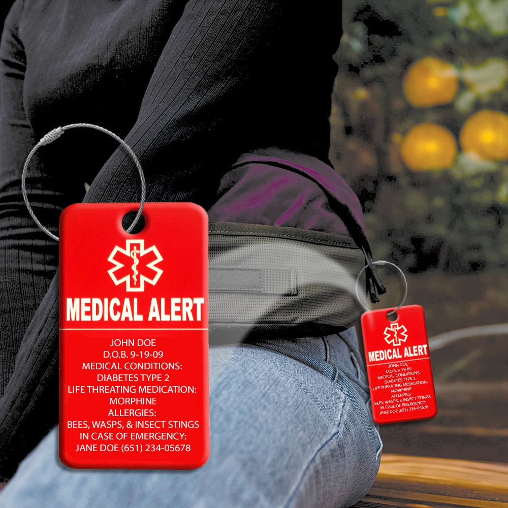 MEDICAL ALERT HIGH BLOOD PRESSURE LUGGAGE TAG Tag-Z Tags CUSTOMIZED 