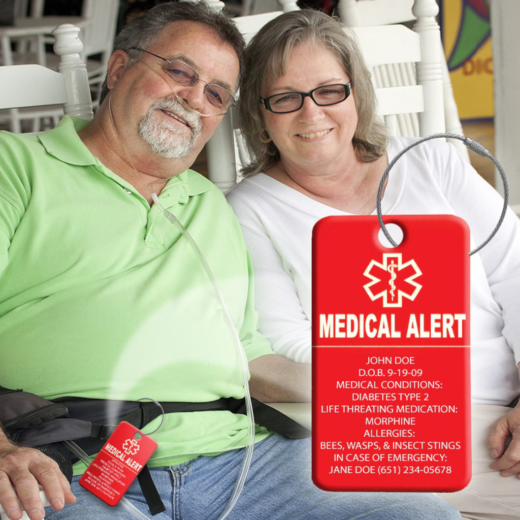Medical Alert ID Luggage Bag Tag. Free Custom Engraving Universal