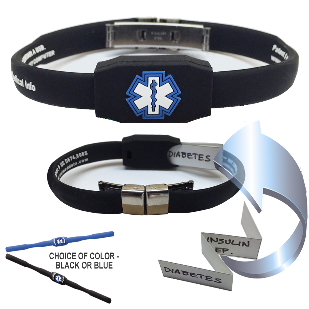 DWJSu Silicone Medical Alert ID Bracelets Adjustable Sport Emergency Waterproof ID Alert Bracelets for Women Men