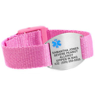 Pink Medical Alert ID Wrist Band