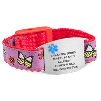 Butterfly Pattern Medical Alert ID Wrist Band