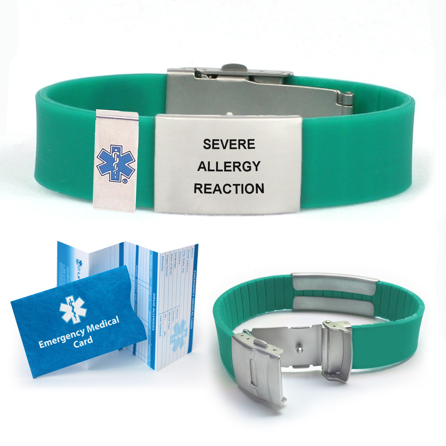 Pre-engraved “SEVERE ALLERGY REACTION” Silicone Medical Alert ID ...