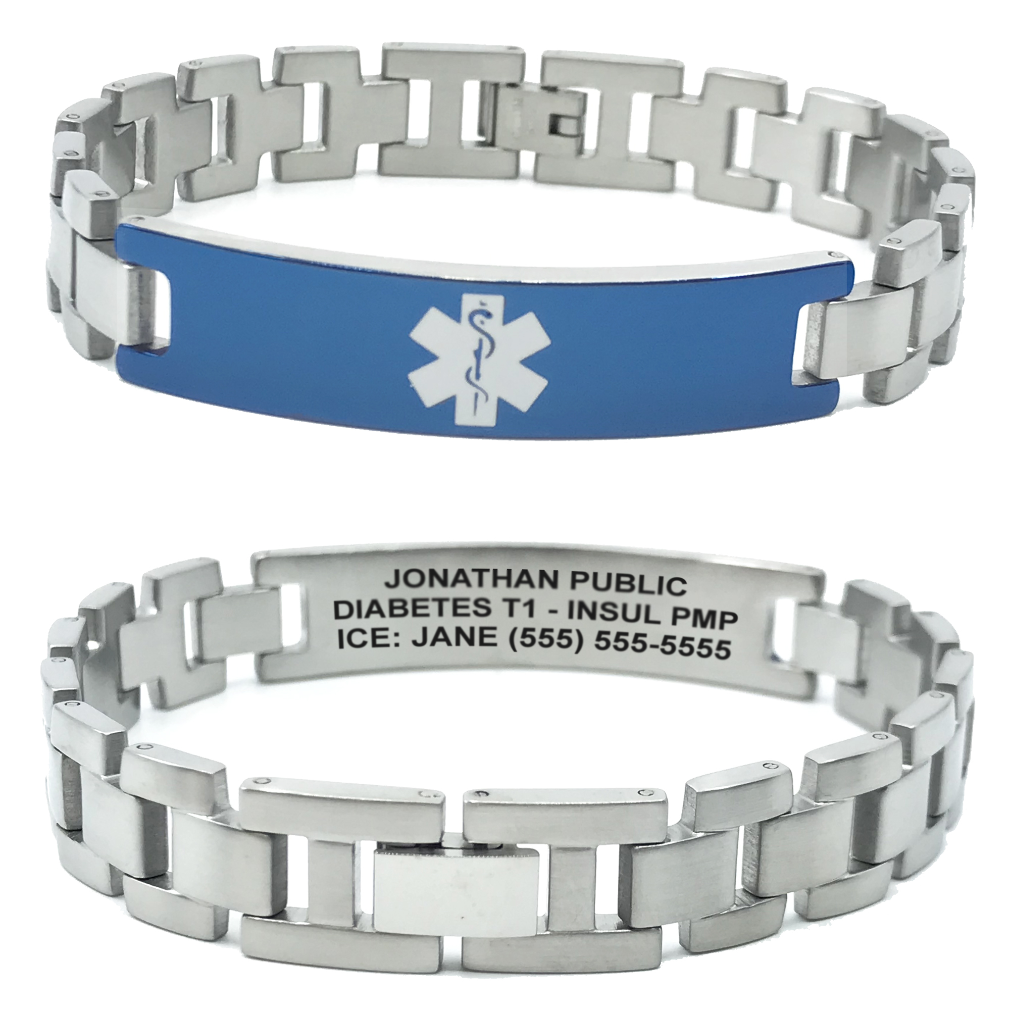 Color/Size Free Engraving Titanium Steel Medical Alert ID Bracelet JUST MEET YOU Emergency Medical Alert Bracelet for Men and Women 