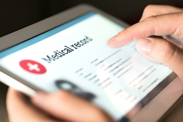 electronic medical record on a tablet