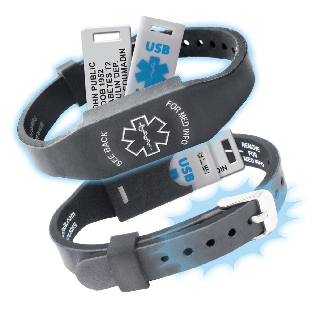 USB Medical Alert Bracelet with Custom Laser Engraving: Waterproof ...