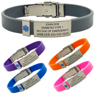 UltraSlim Medical Alert ID Bracelet with 4 lines of engraving and Medical Alert Badge