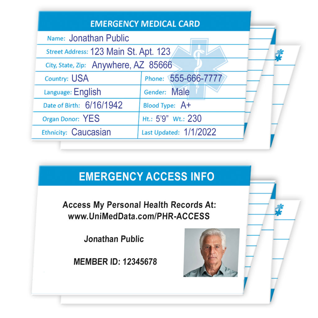 Access PHR (Personal Health Record) Upgrade Emergency Medical Card