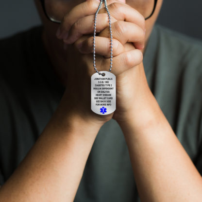 Medical Alert ID Dog Tag with Blue Star of Life for Men, Women, and Children