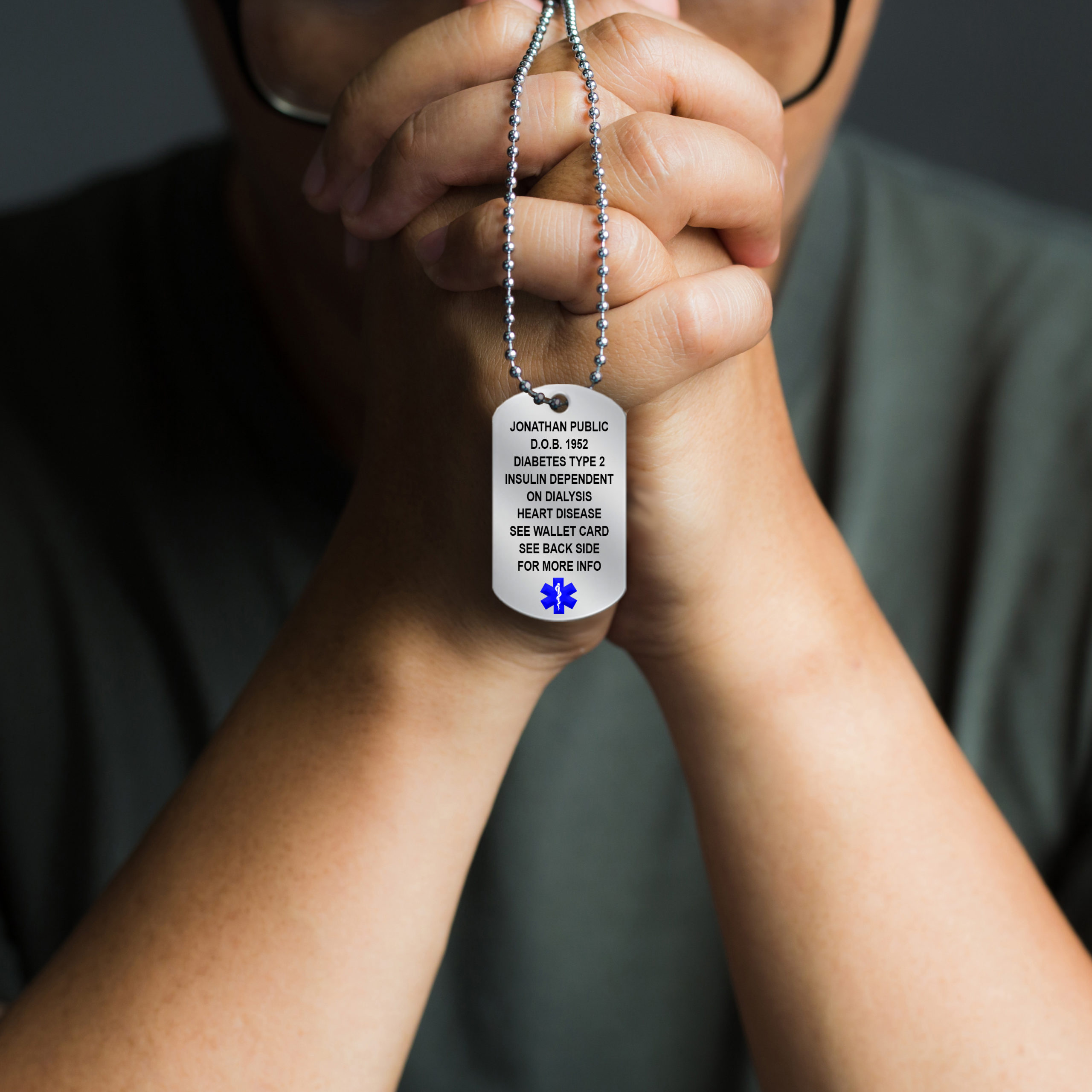 Medical ID - Stainless Steel Dog Tag Embossed