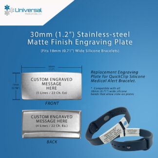 QuickClip Bracelet Engraving Plate - 30mm x 18mm.  Incl. Custom Engraving